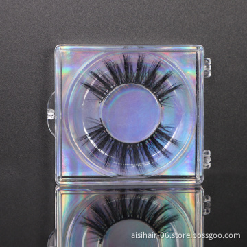 Aisi Hair Hotsale Fast Delivery Luxury Packaging Black White Stripe Lash Box Synthetic Fake Makeup Eye Lashes